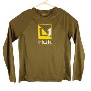 Huk Men's Olive Green Long Sleeve Shirt